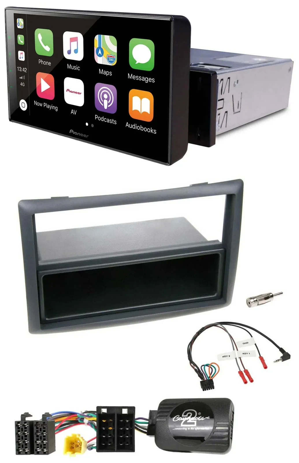 Pioneer Bluetooth Lenkrad DAB USB Autoradio für Renault Megane 2007-2008 schwarz