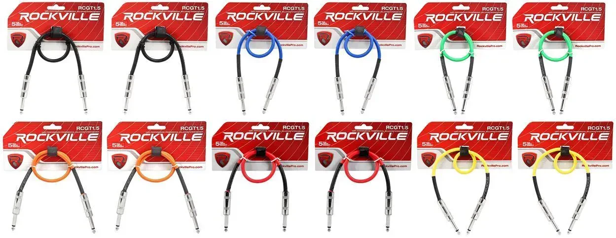 Патч-кабель инструментальный Rockville RCGT1.5 Multicolor 0.45 м (12 штук)