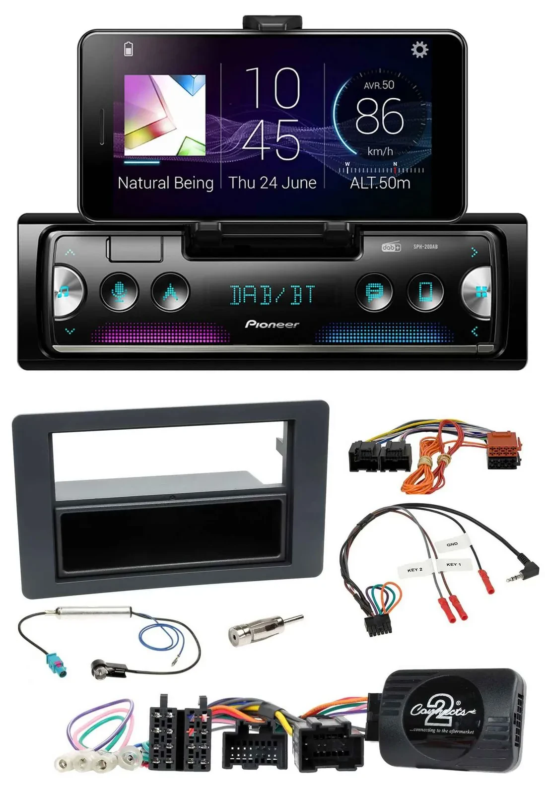 Pioneer USB Lenkrad Bluetooth DAB Autoradio für Saab 9-5 YS3E Facelift 2005-2011