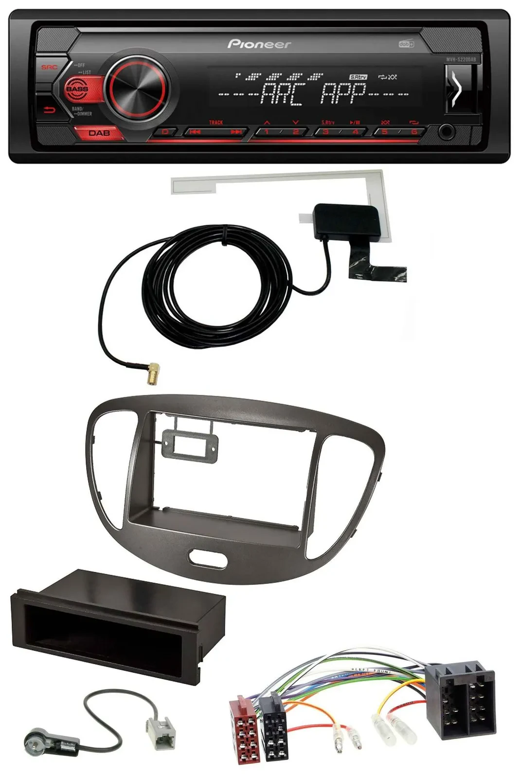 Pioneer 1DIN USB DAB MP3 AUX Autoradio für Hyundai i10 2008-2013 dunkelsilber