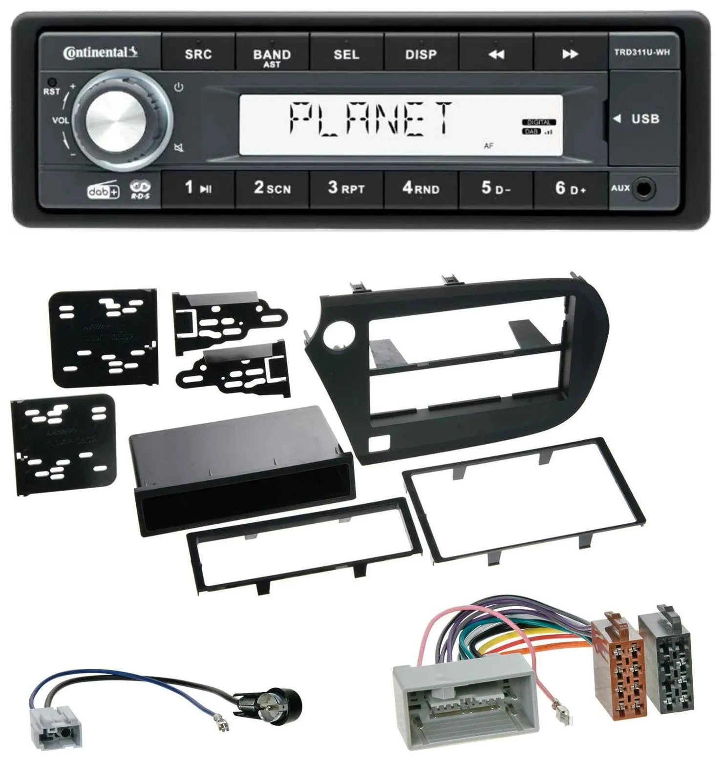 Continental MP3 AUX USB DAB 1DIN Autoradio für Honda Insight (ZE2, 2009-2013)