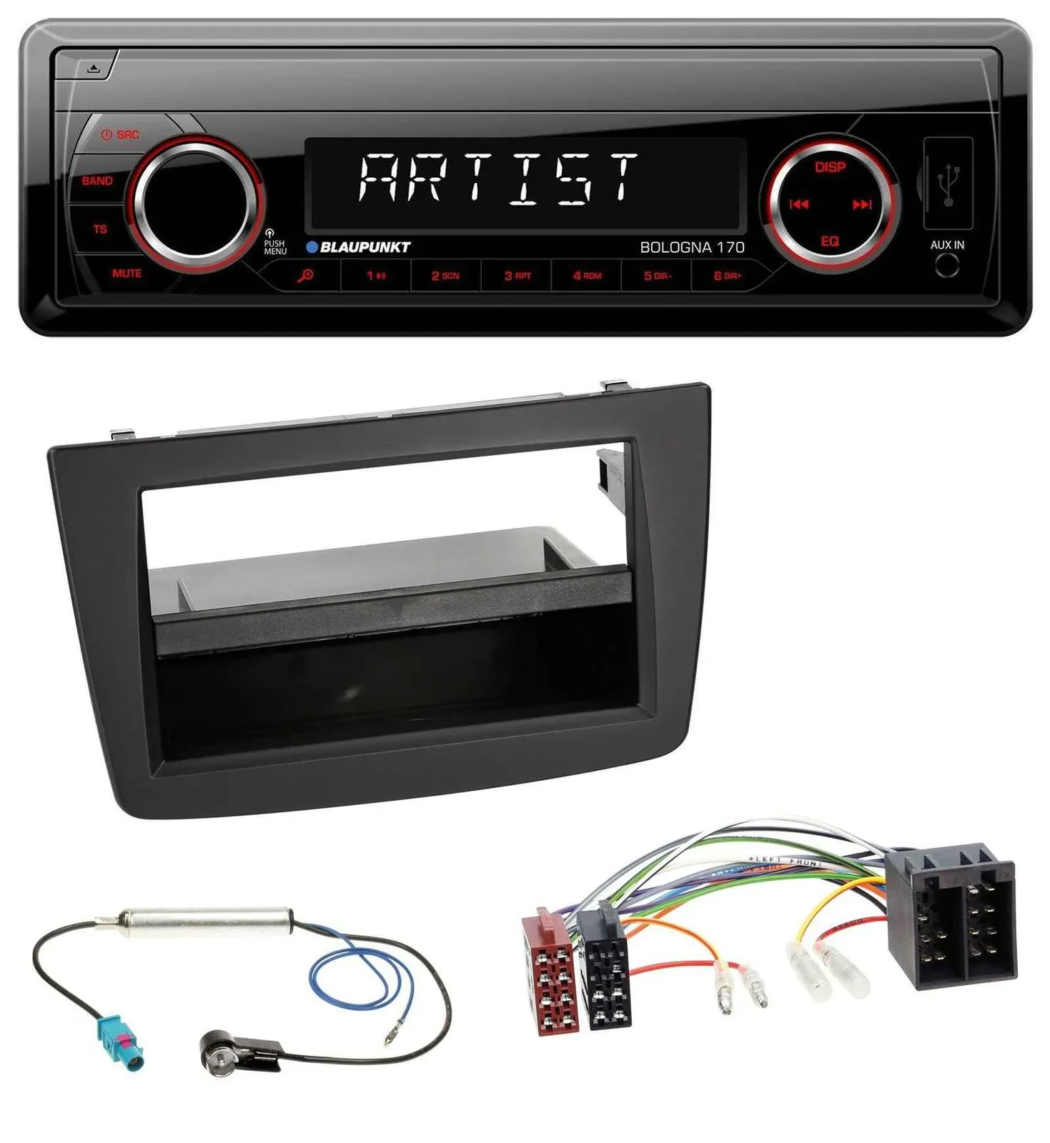 Blaupunkt SD USB 1DIN MP3 AUX Autoradio für Alfa Romeo Mito 955 08-14 ISO schwar