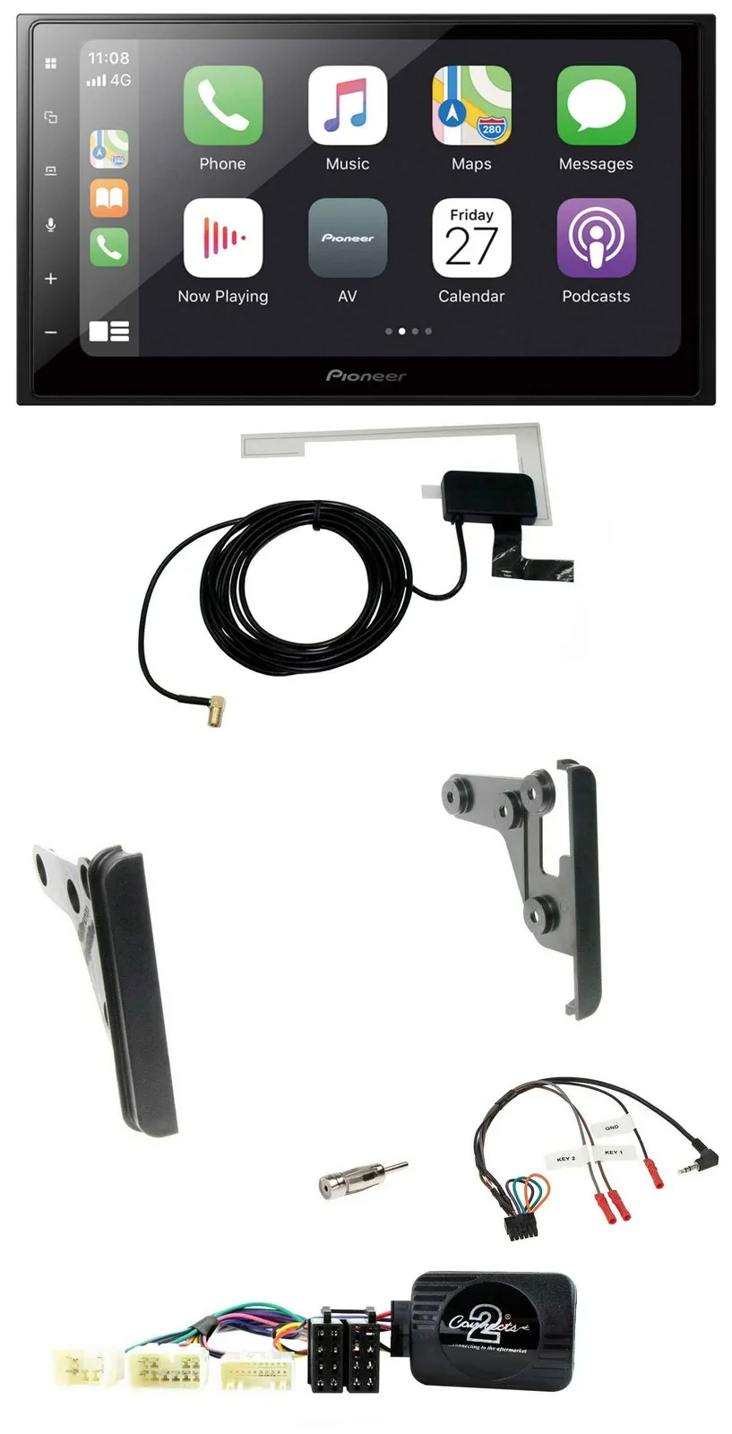 Pioneer USB Lenkrad 2DIN Bluetooth DAB Autoradio für Toyota RAV 4 2001-2005