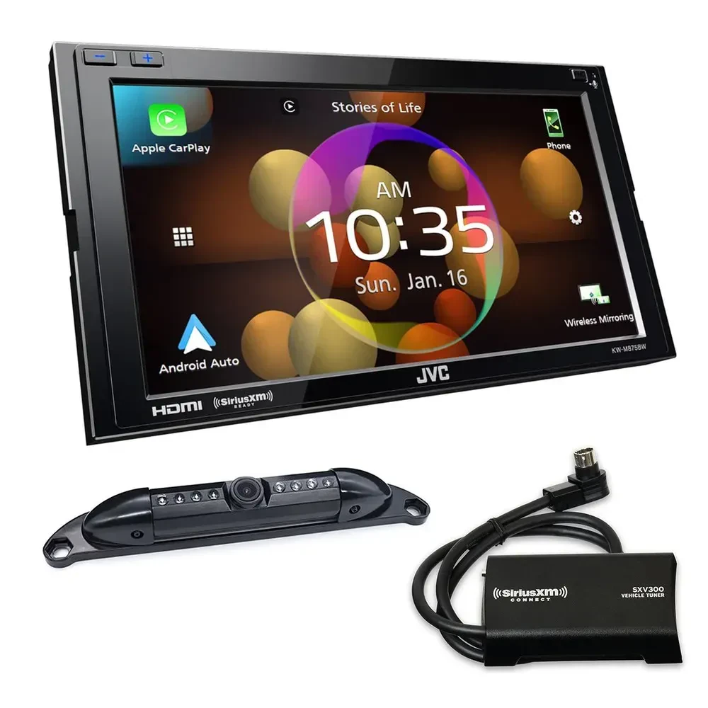 Автомагнитола JVC KW-M875BW 6.8" (набор) с камерой заднего вида BARCAM221 и тюнером SiriusXM SXV300V1