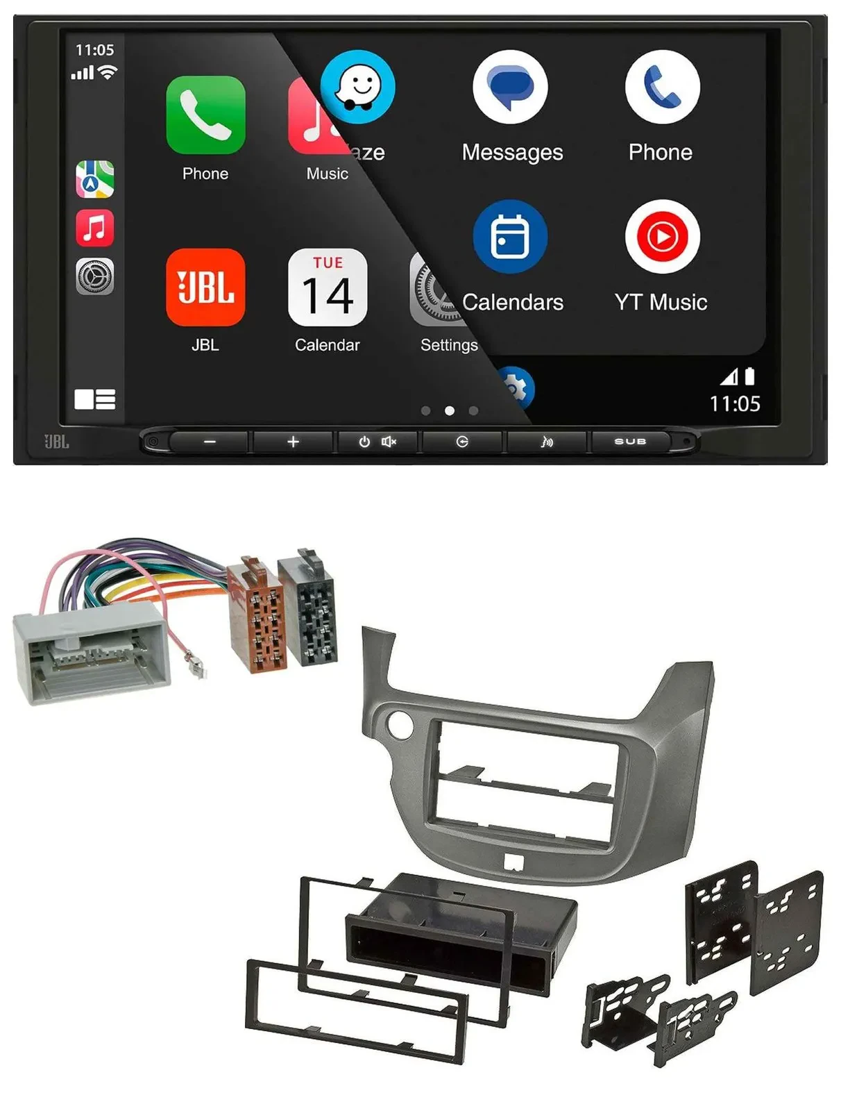 JBL USB 2DIN MP3 Bluetooth AUX Autoradio für Honda Jazz ab 09 silber