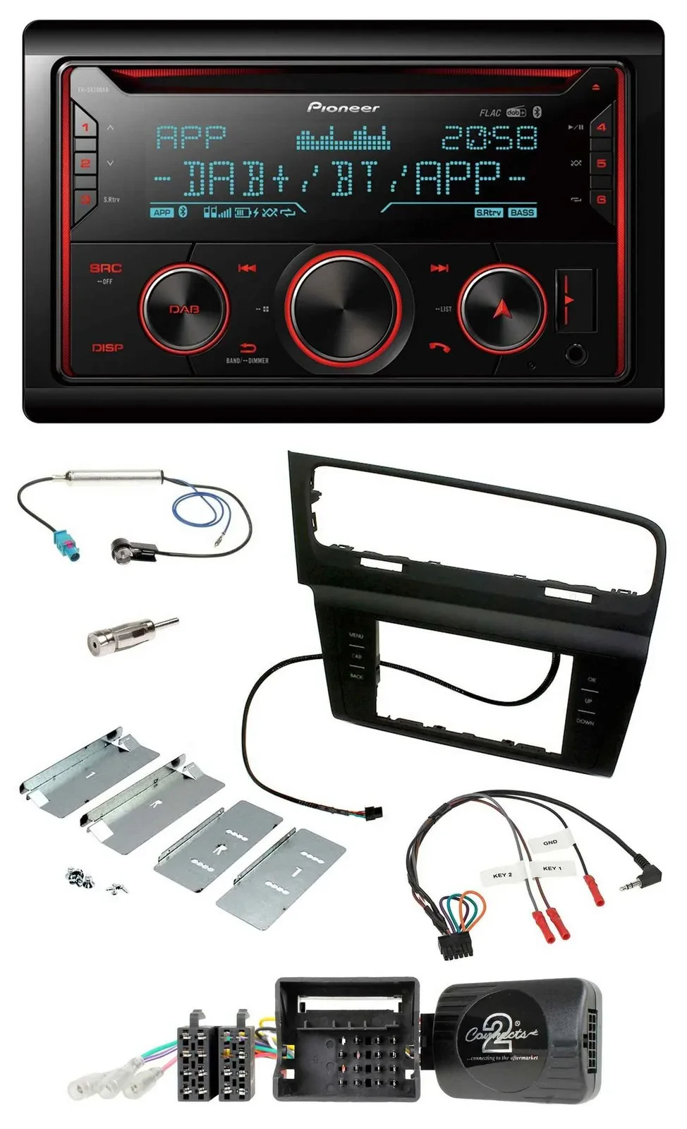 Pioneer 2DIN DAB Lenkrad Bluetooth USB CD Autoradio für VW Golf VII ab 2012