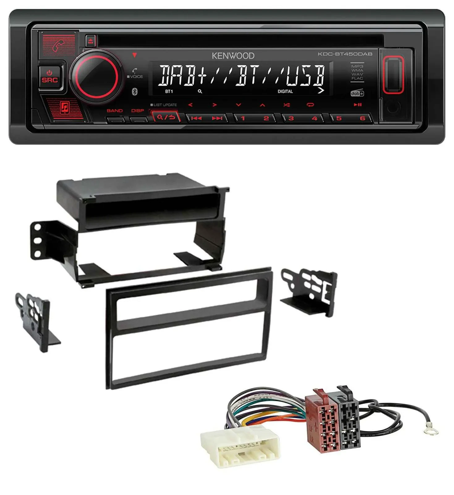 Автомагнитола для Nissan Versa/Tiida (с 2007) Kenwood CD, USB, Bluetooth, DAB