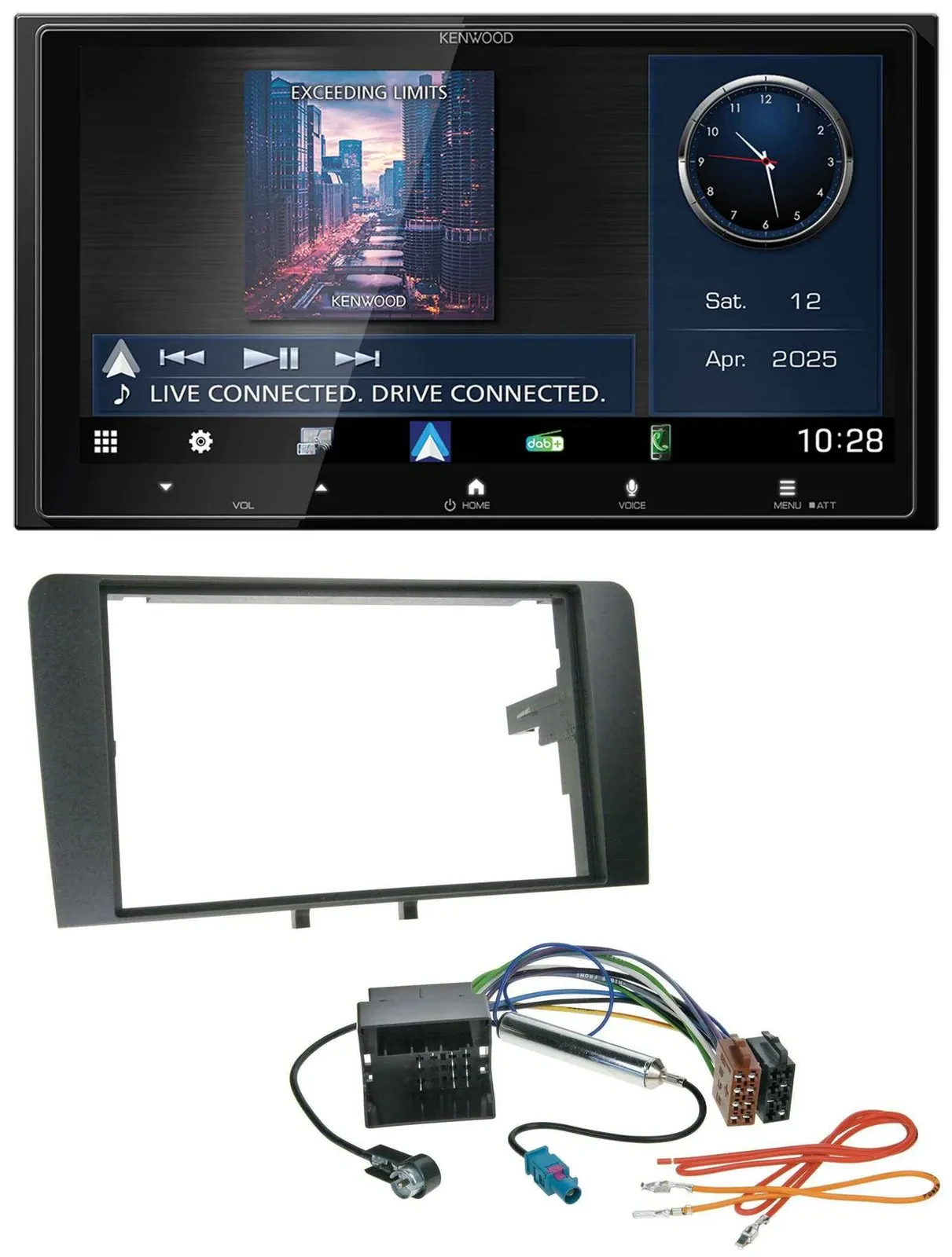 Kenwood Bluetooth 2DIN USB DAB MP3 Autoradio für Audi A3 03-12 8P Quadlock