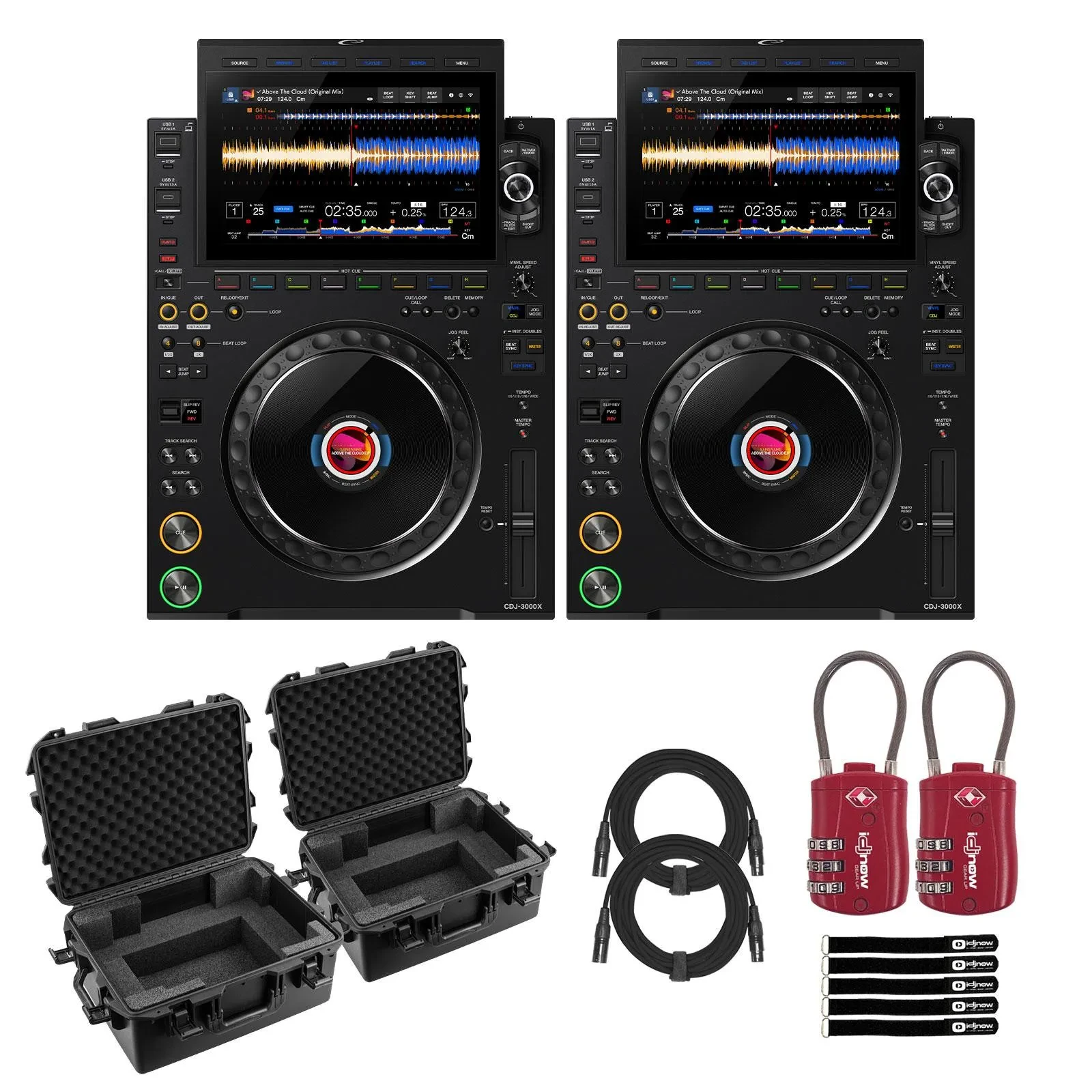 AlphaTheta CDJ-3000X Flagship DJ Player 2-Pack with Hard Cases