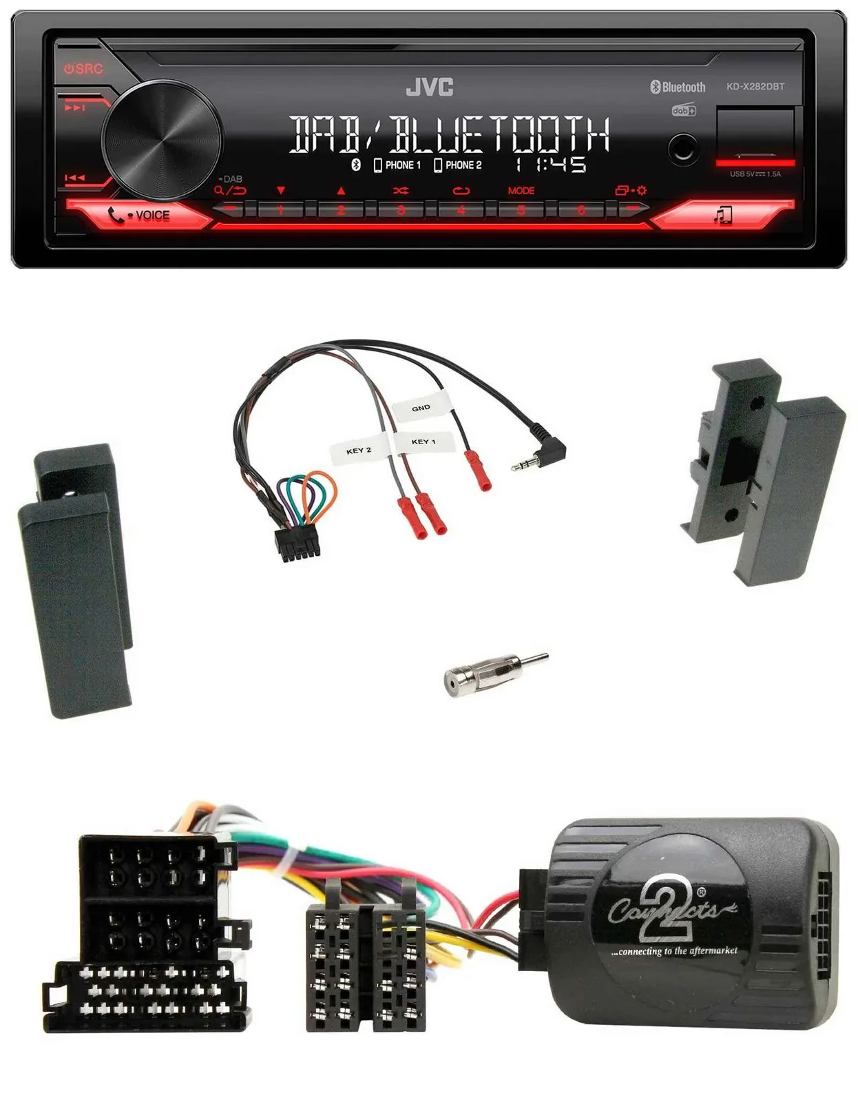 JVC Bluetooth USB DAB Lenkrad Autoradio für Seat Leon 2002-2006 Toledo 2002-2004