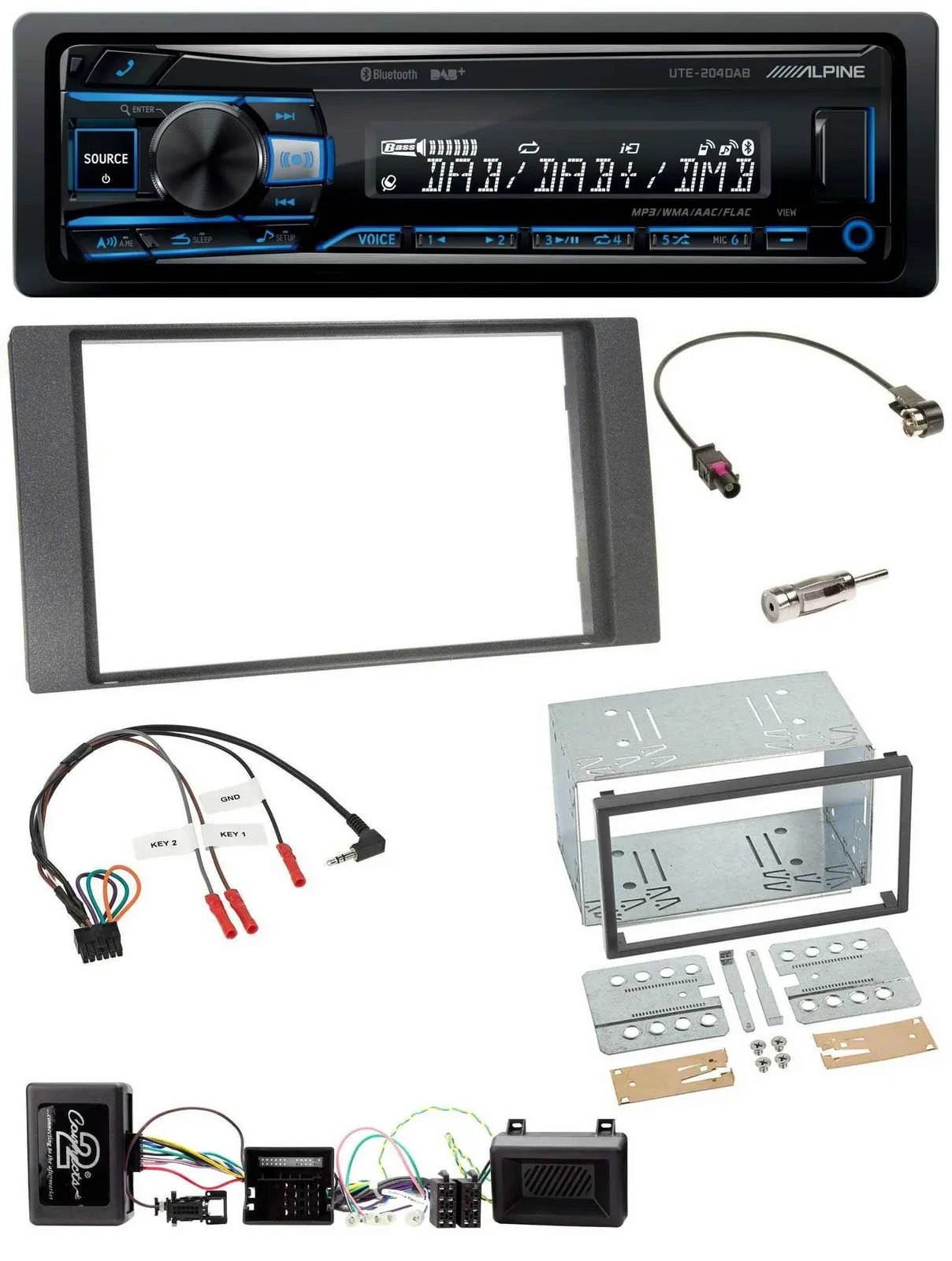 Alpine USB Bluetooth DAB Lenkrad Autoradio für Ford Kuga 2008-2012 anthrazit
