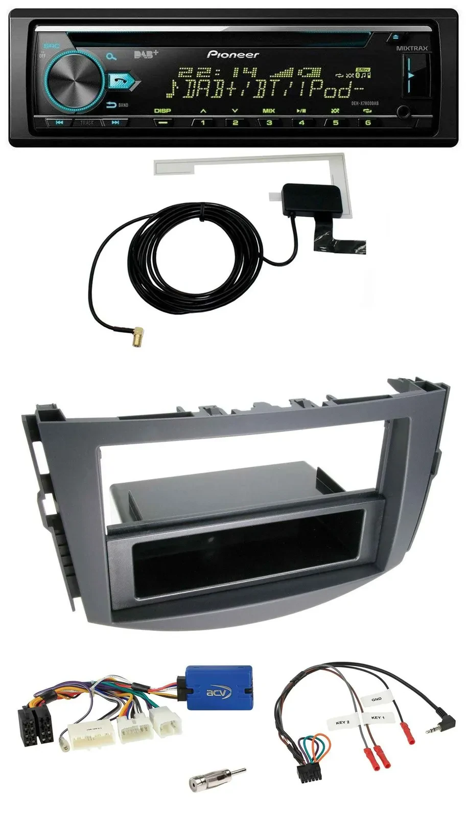 Автомагнитола для Toyota RAV4 2011–2013 Pioneer CD/MP3, USB, DAB, поддержка кнопок на руле