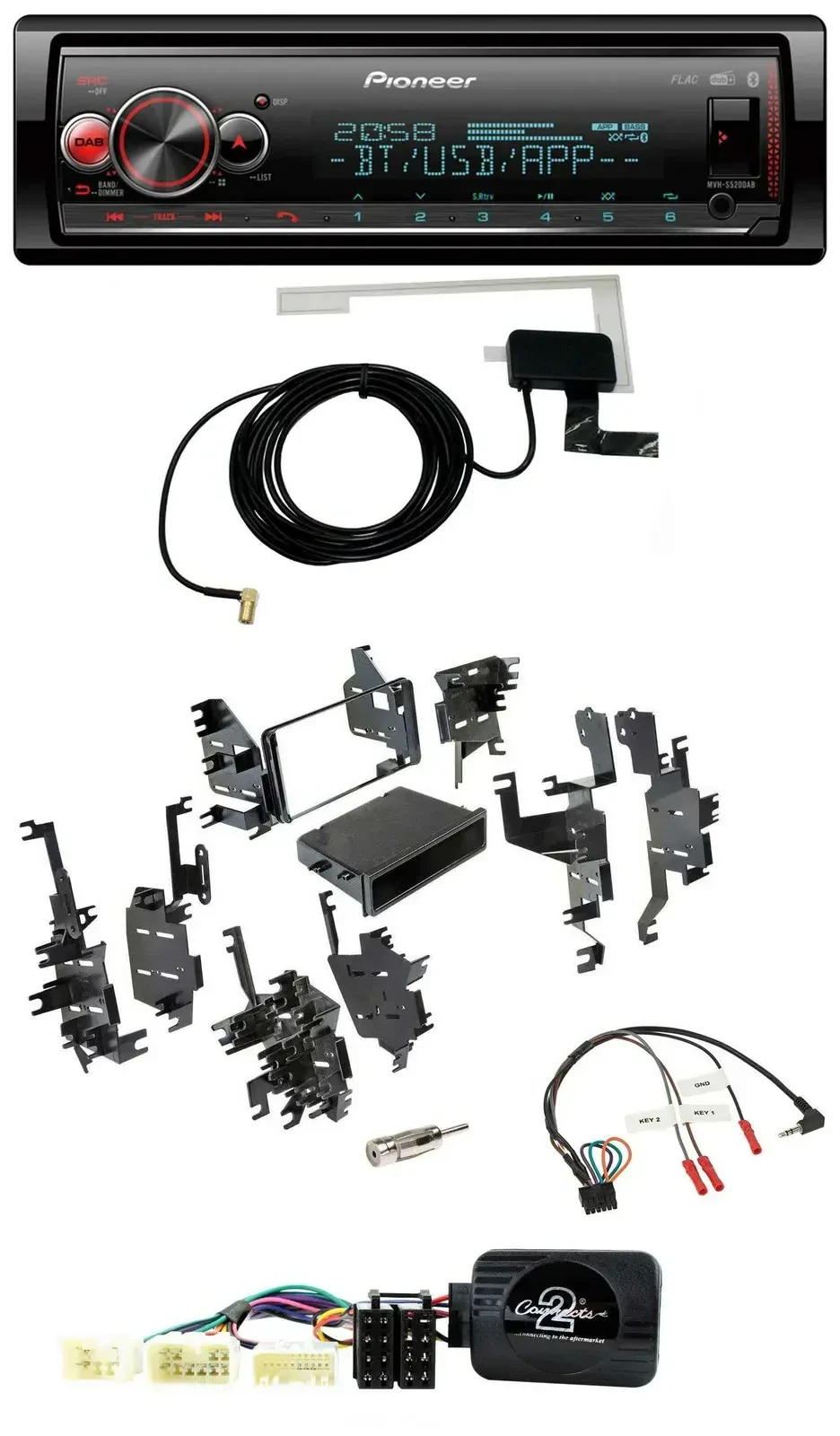 Автомагнитола Pioneer Bluetooth, DAB, USB, поддержка управления с руля, для Toyota Yaris 2007–2012