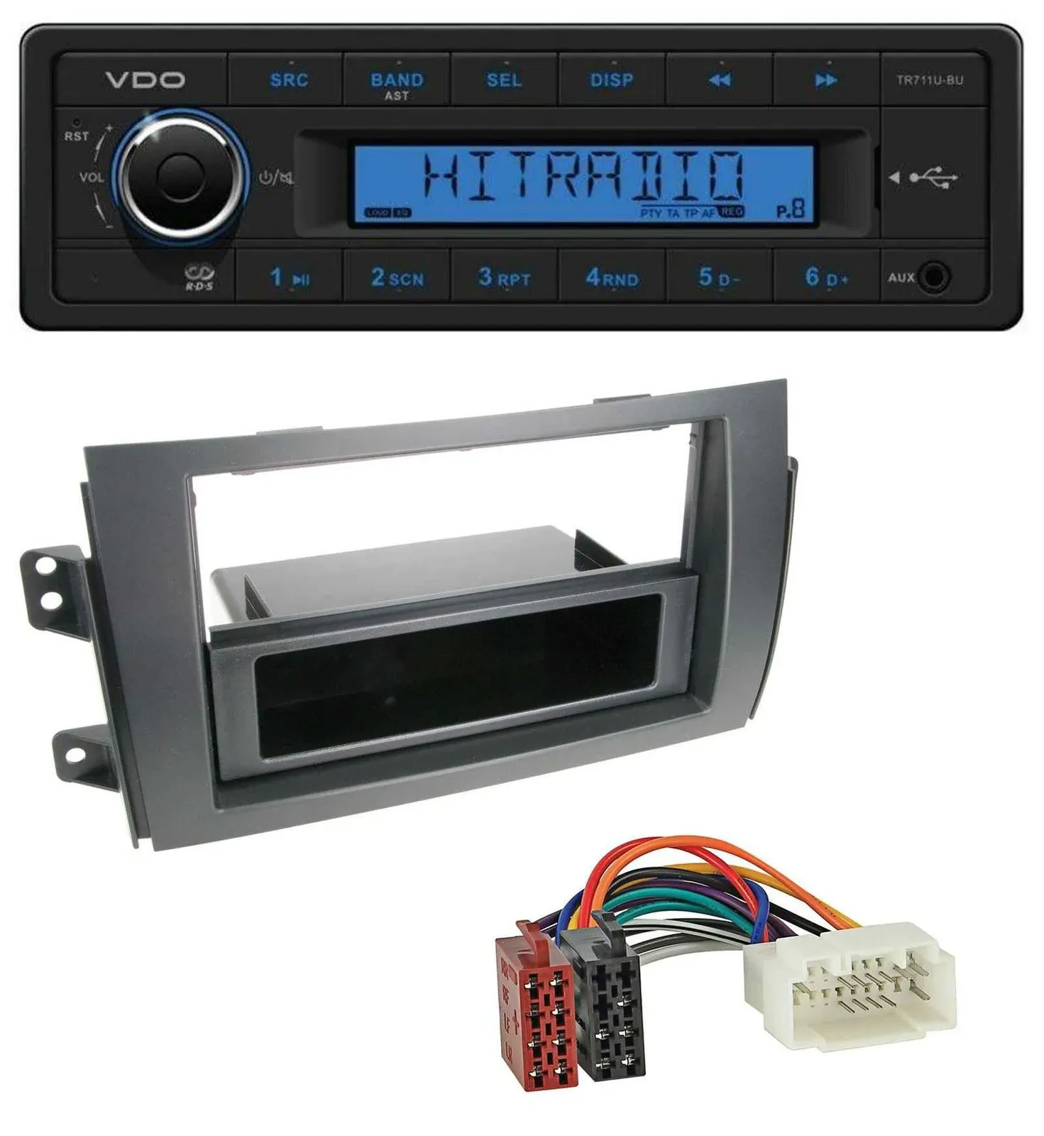 VDO AUX 1DIN MP3 USB Autoradio für Fiat Sedici, Suzuki SX 4