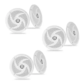 Belva BMS65SW 6.5" 200W Shallow Marine Audio Speakers 3 Pairs White