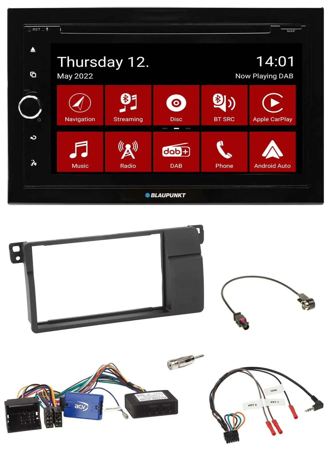 Blaupunkt 2DIN Lenkrad Bluetooth USB TMC DAB Navigation für BMW 3er E46 2002-200