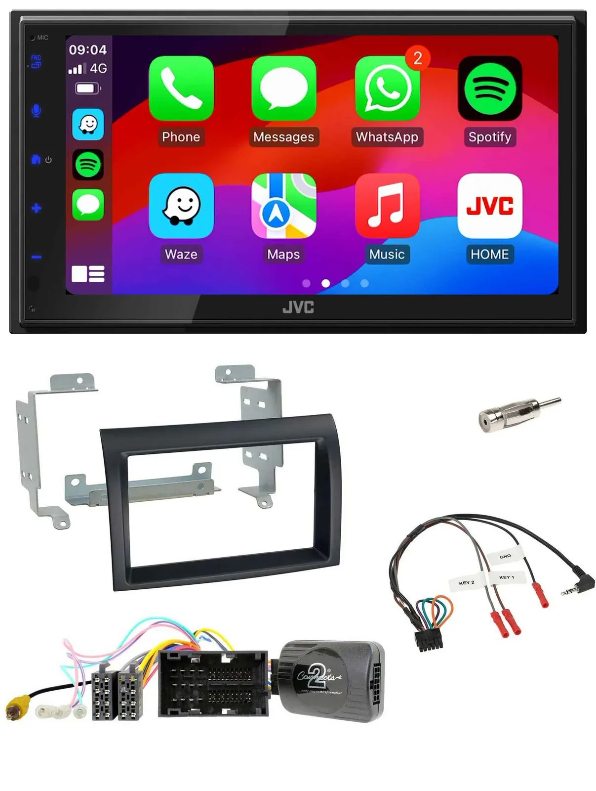 JVC Bluetooth 2DIN Lenkrad DAB USB Autoradio für Citroen Jumper ab 14 schwarz Pr