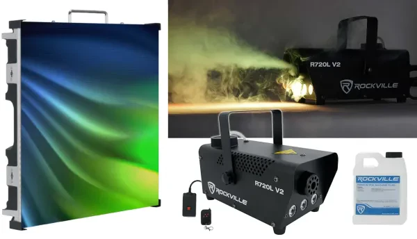 American DJ ADJ VS5 5.95mm Pixel Pitch RGB SMD2121 LED Video Panel+Fog Machine