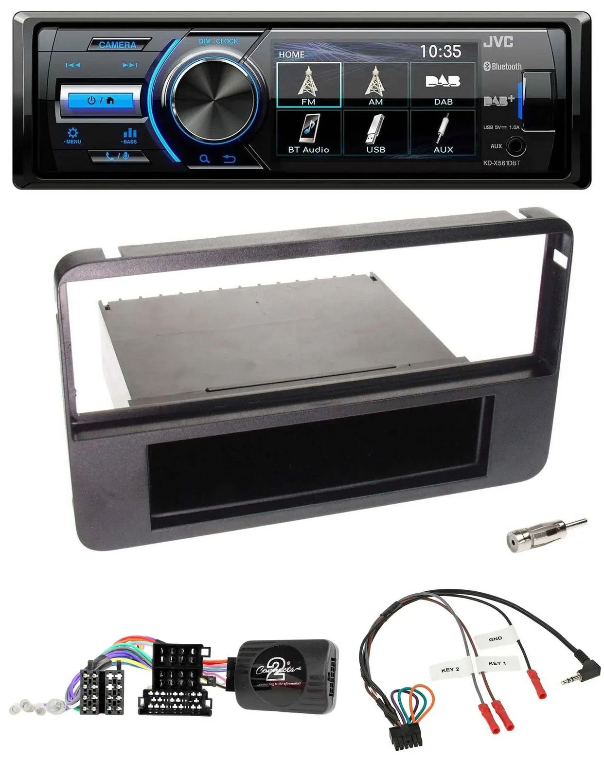 Автомагнитола JVC Bluetooth USB DAB для Alfa Romeo 159/Brera/Spider с поддержкой кнопок на руле