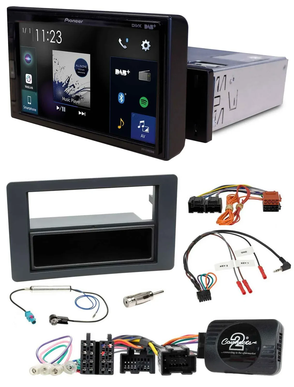 Pioneer DAB Lenkrad Bluetooth USB Autoradio für Saab 9-5 YS3E Facelift 2005-2011