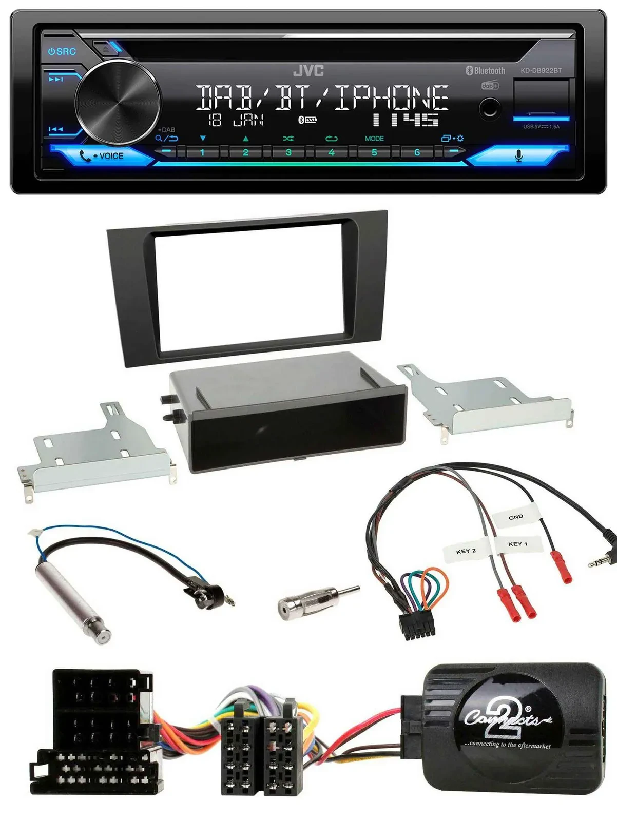 JVC Bluetooth Lenkrad USB DAB CD Autoradio für Audi A4 B5 1999-2001
