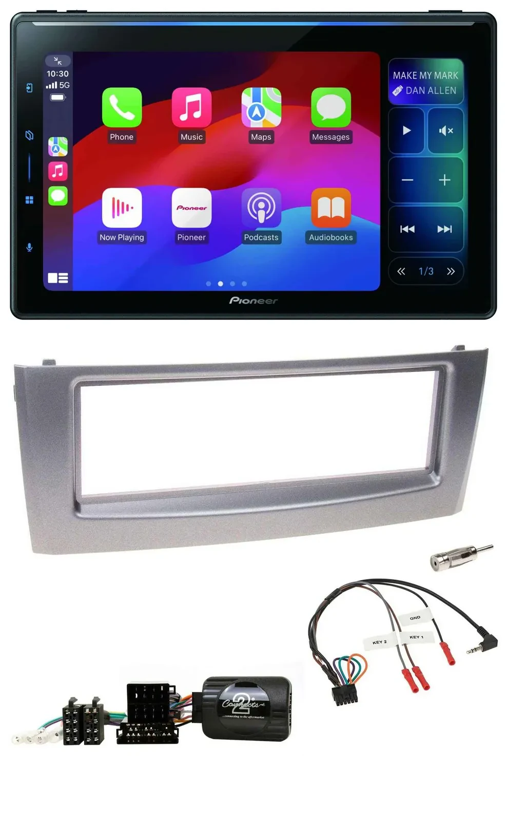 Pioneer Bluetooth DAB Lenkrad USB Autoradio für Fiat Grande Punto 2006-2010 grau