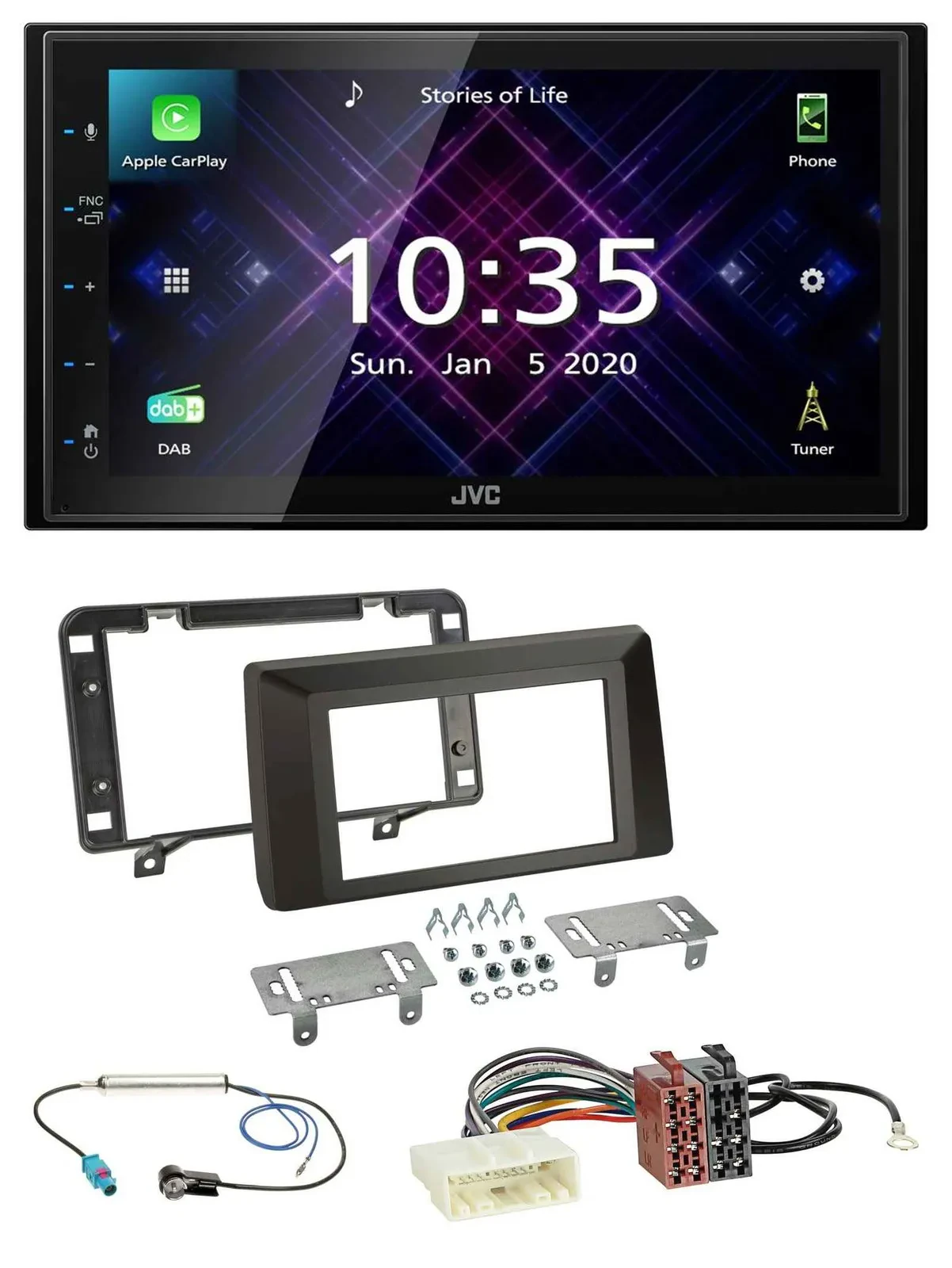 Автомагнитола JVC 2-DIN, DAB, MP3, Bluetooth, USB для Dacia Duster (с 2021)