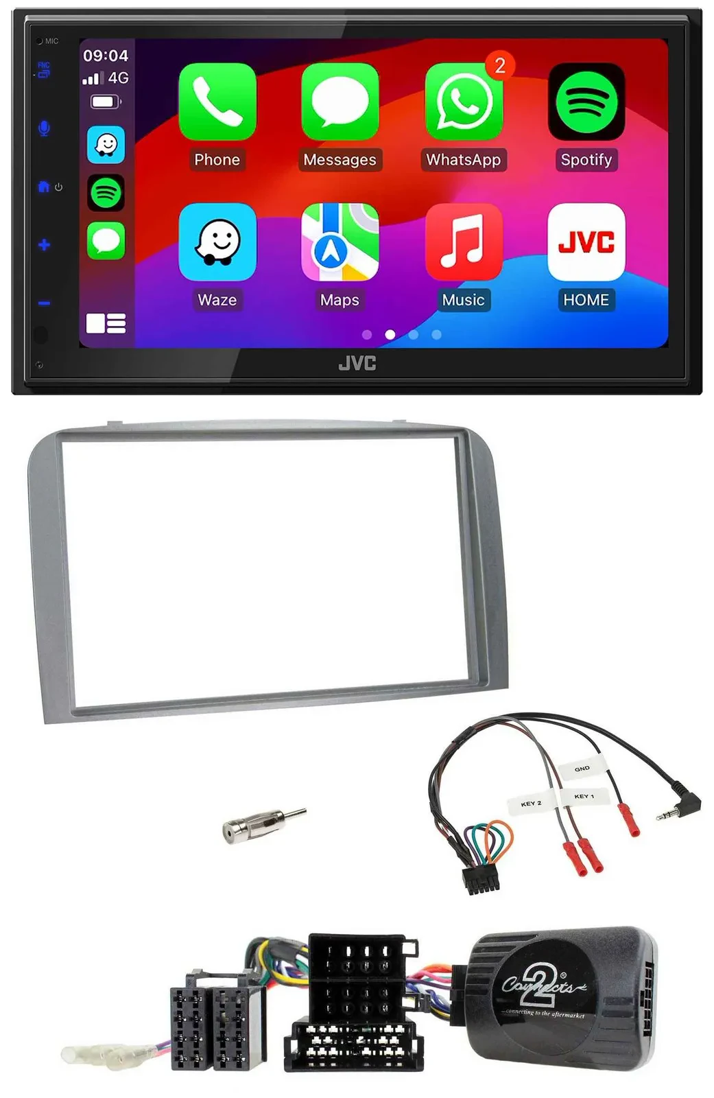 JVC Bluetooth USB Lenkrad 2DIN DAB Autoradio für Alfa Romeo 147 GT 2007-2010 sil