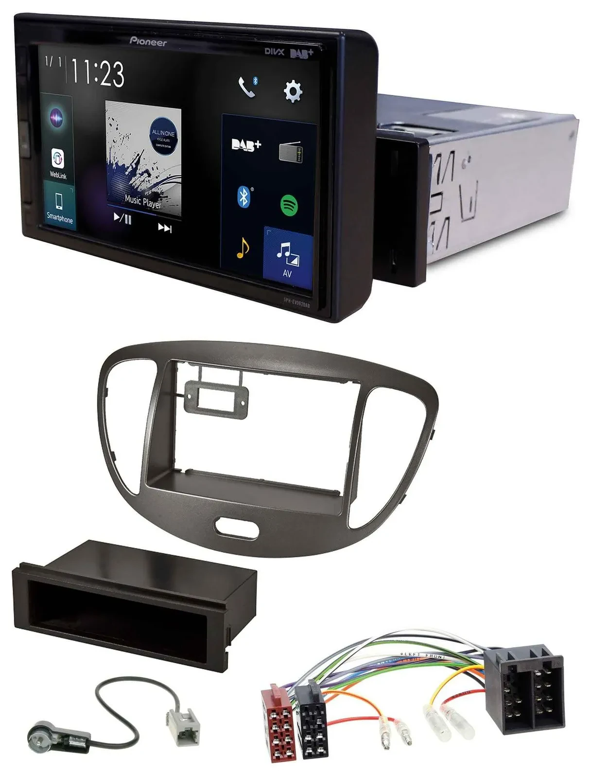 Pioneer DAB MP3 Bluetooth USB Autoradio für Hyundai i10 2008-2013 dunkelsilber