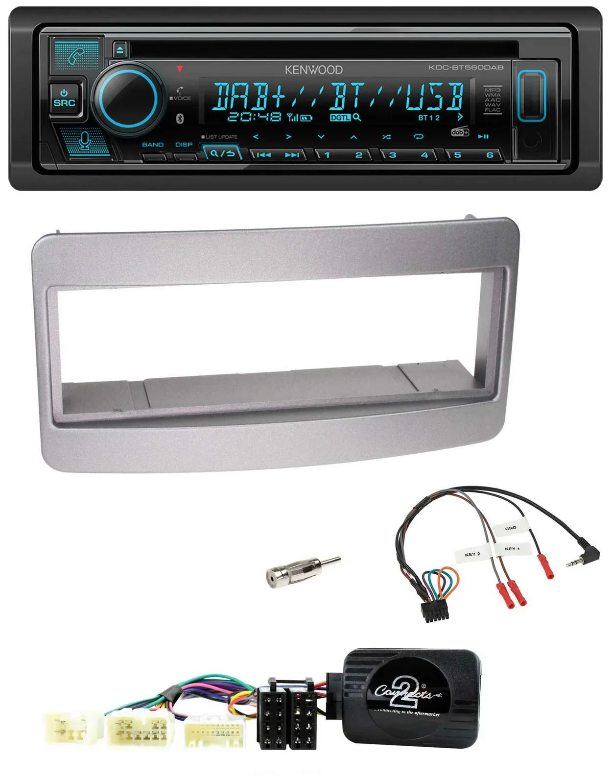 Автомагнитола Kenwood Bluetooth, DAB, CD, USB для Toyota RAV4 2001–2006, темная