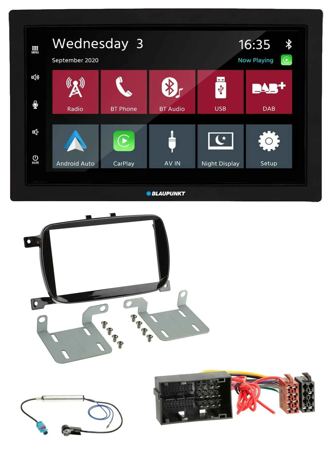 Автомагнитола для Fiat 500X (с 2016) Blaupunkt 2DIN, DAB, Bluetooth, USB, MP3, черный (рояльный лак)