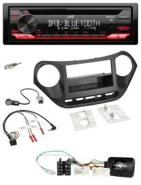 Автомагнитола JVC CD DAB USB Bluetooth для Hyundai i10 (с 2014) черная с поддержкой кнопок на руле