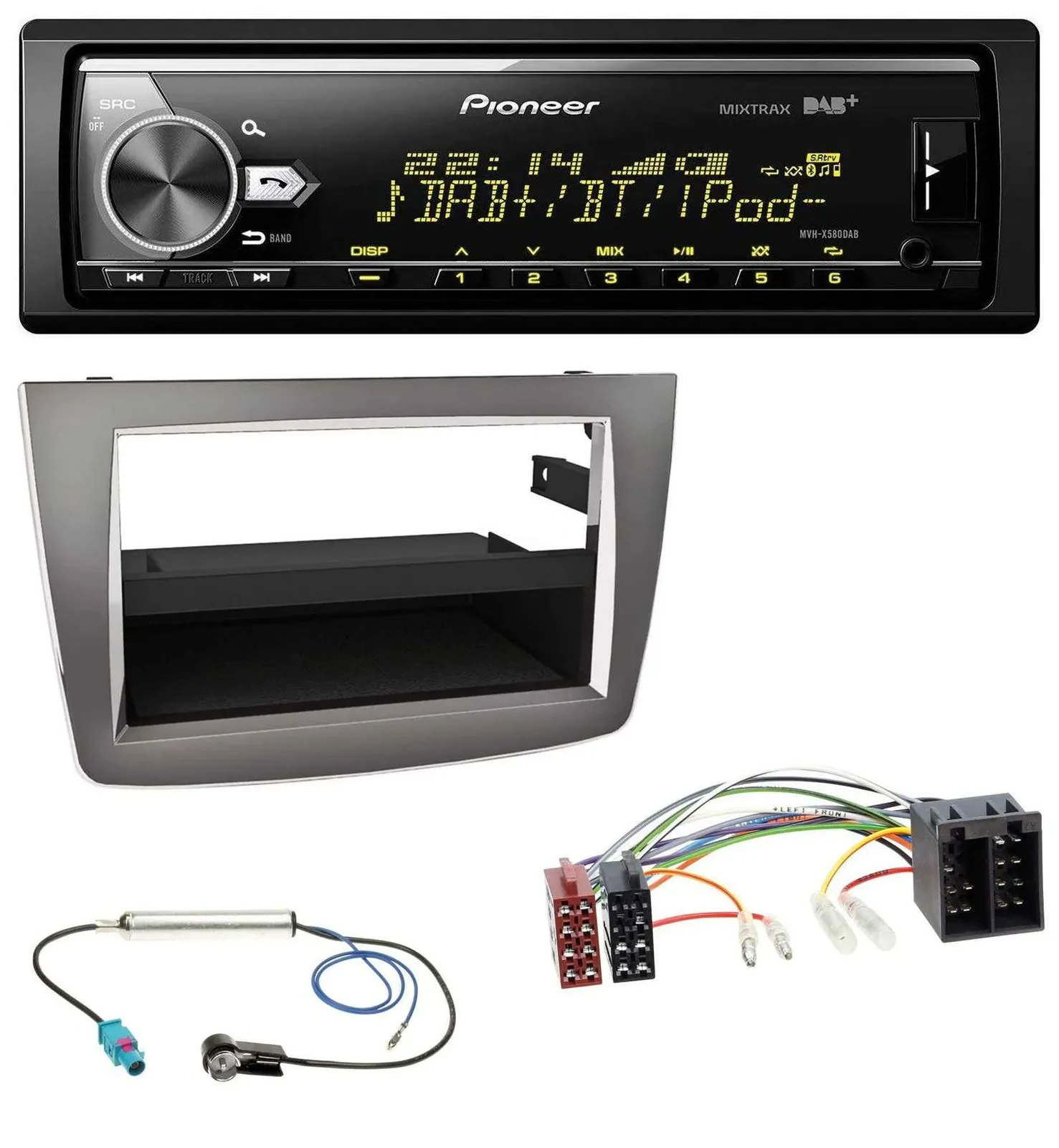 Pioneer Bluetooth USB DAB MP3 Autoradio für Alfa Romeo MiTo 955 08-14 ISO dunkel