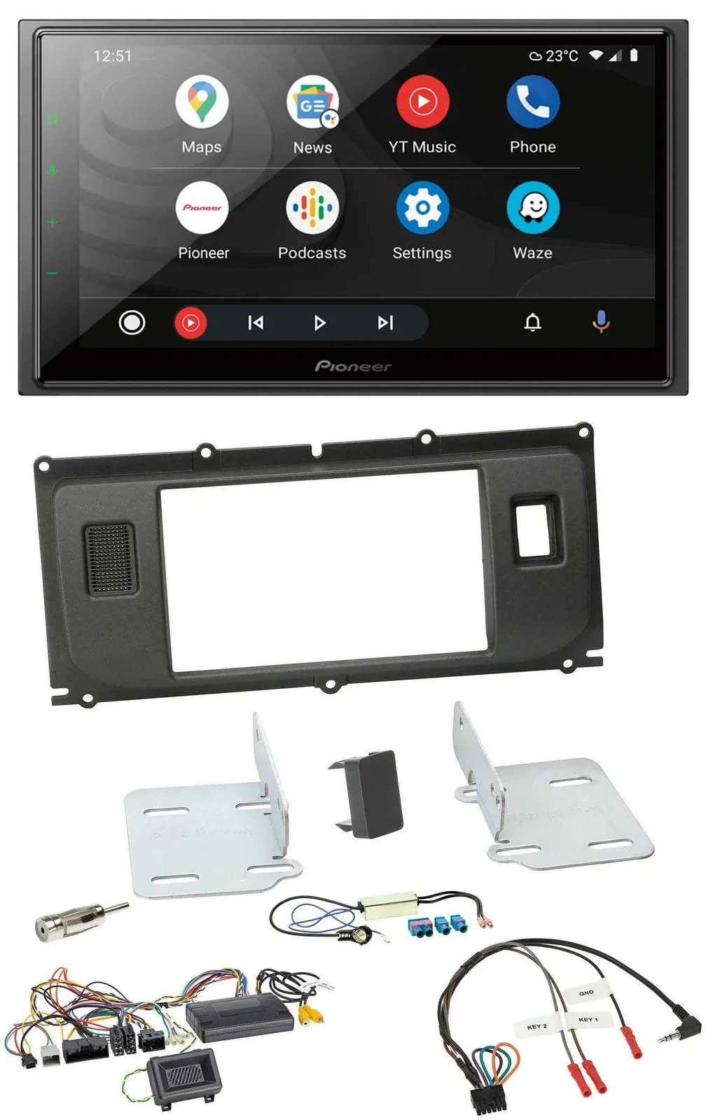 Pioneer USB 2DIN DAB Lenkrad Bluetooth Autoradio für Land Rover Evoque Blindstop