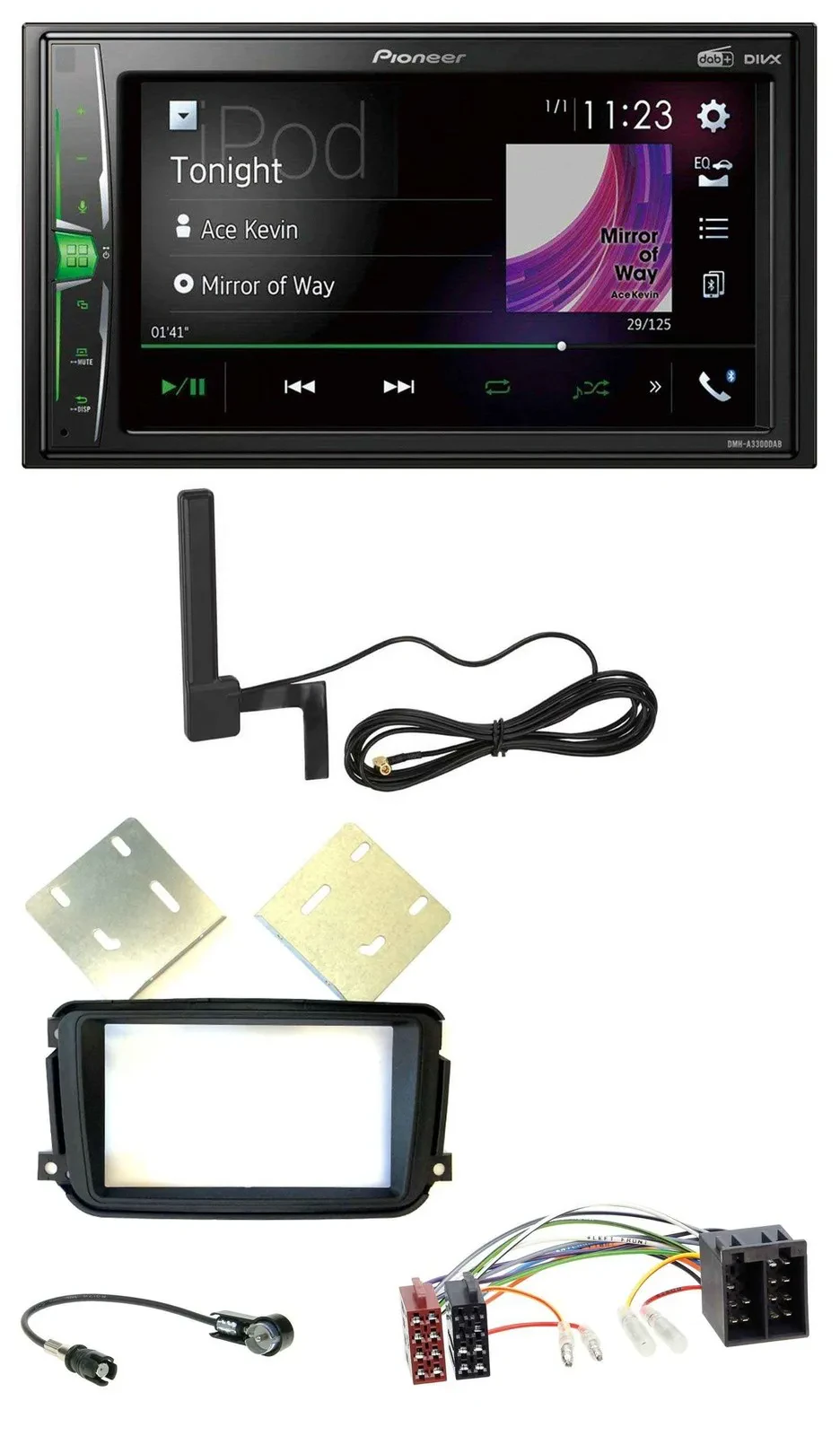 Pioneer MP3 DAB AUX 2DIN Bluetooth Autoradio für Smart ForTwo 2010-2015 ISO