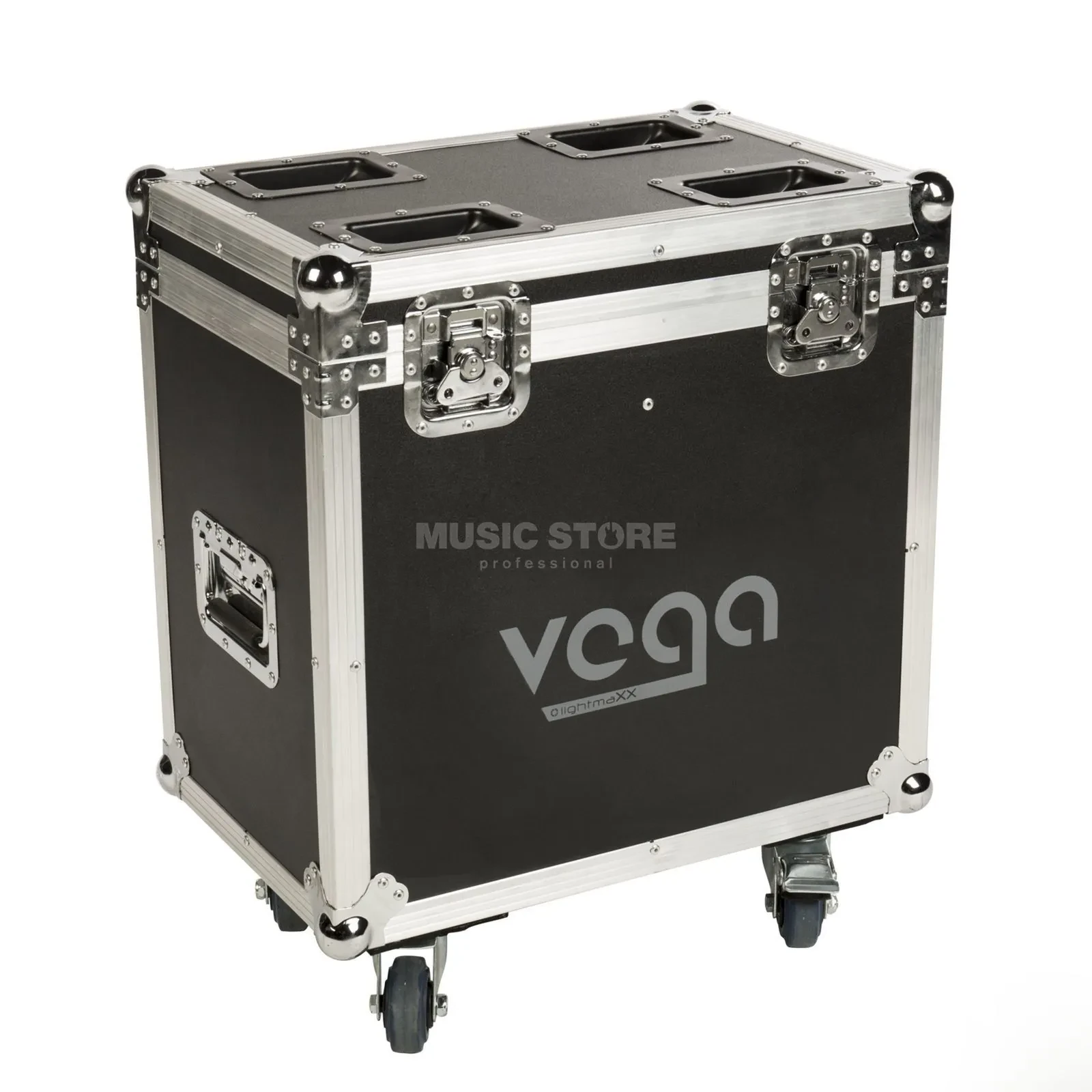 Tour Case 4x Vega Zoom Moving Heads Multiplexholz Rollen Butterfly-Schlösser