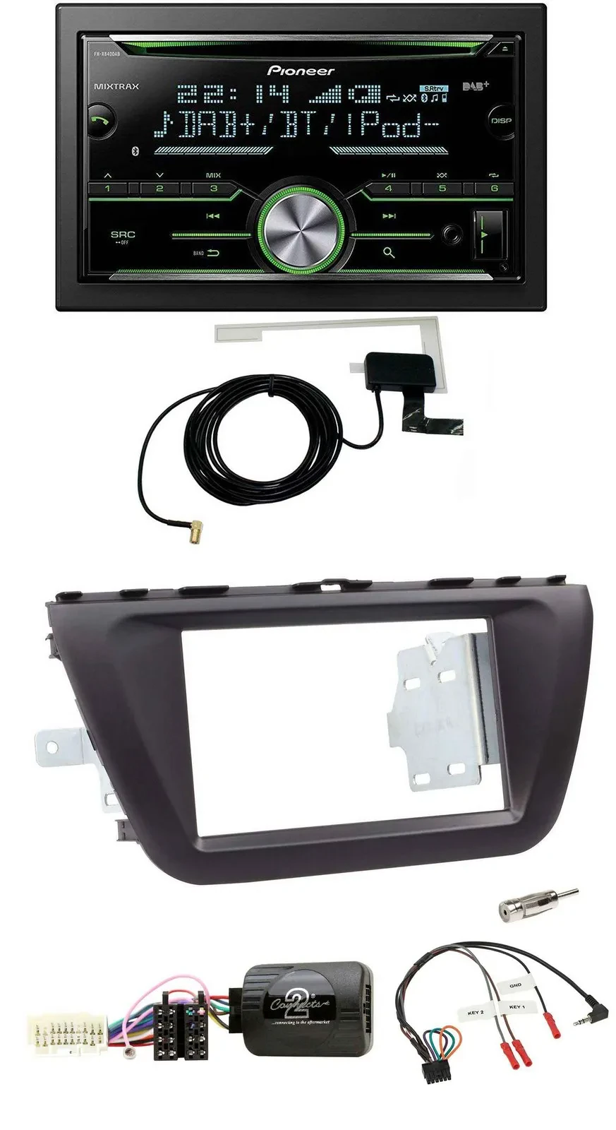 Автомагнитола Pioneer CD USB Bluetooth 2DIN DAB для Suzuki SX4 (с 2013) с поддержкой кнопок на руле