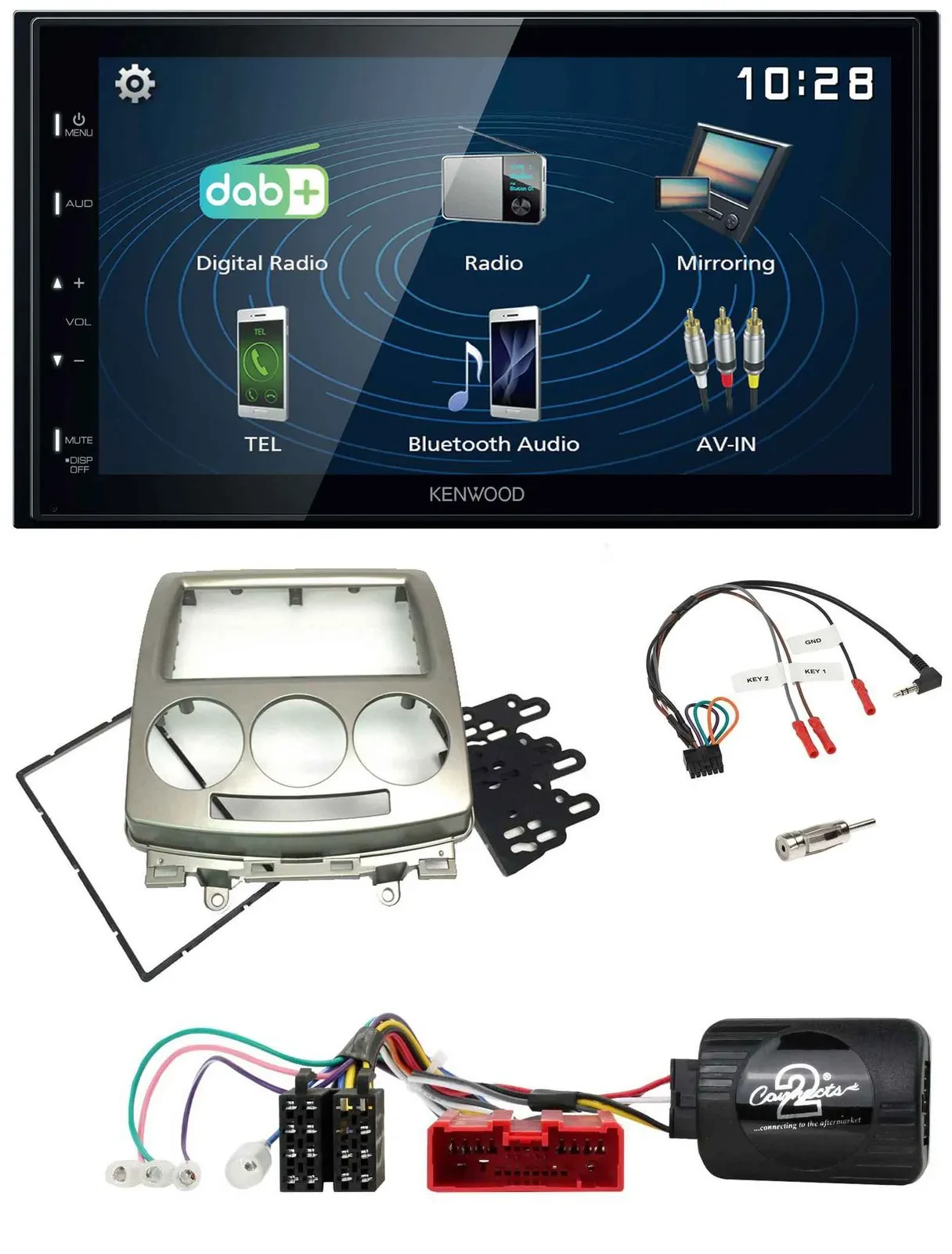 Kenwood 2DIN Bluetooth Lenkrad USB DAB Autoradio für Mazda 5 CR 2005-2010 silber