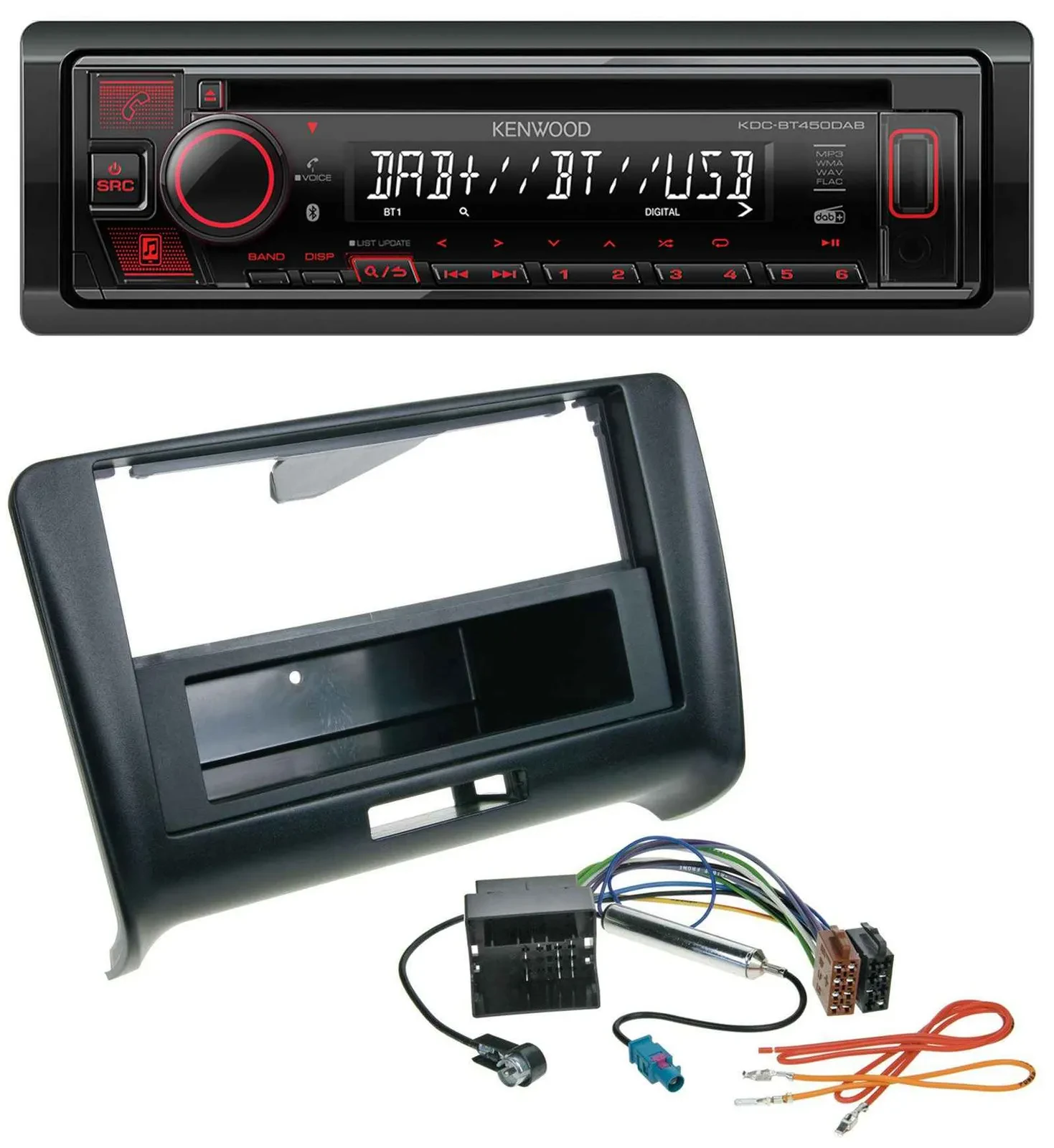 Kenwood MP3 CD USB Bluetooth DAB Autoradio für Audi TT (2006-2014) - Quadlock