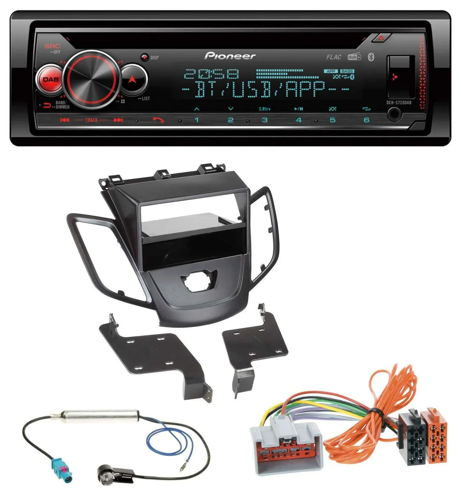 Pioneer MP3 DAB CD Bluetooth USB Autoradio für Ford Fiesta JA8 08-10 ohne Displa