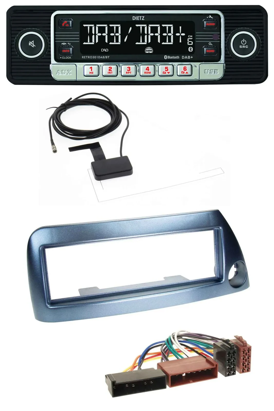 Dietz DAB Bluetooth USB MP3 Autoradio für Ford Ka bis 2008 blau-metallic