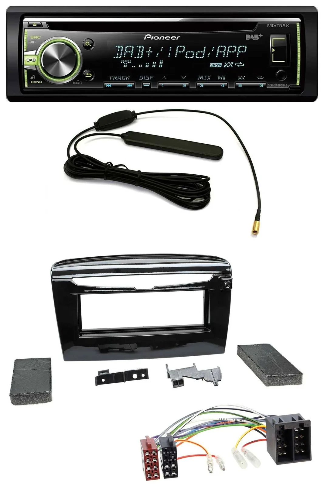 Pioneer MP3 USB CD DAB AUX Autoradio für Lancia Y ab 12 schwarz glänzend