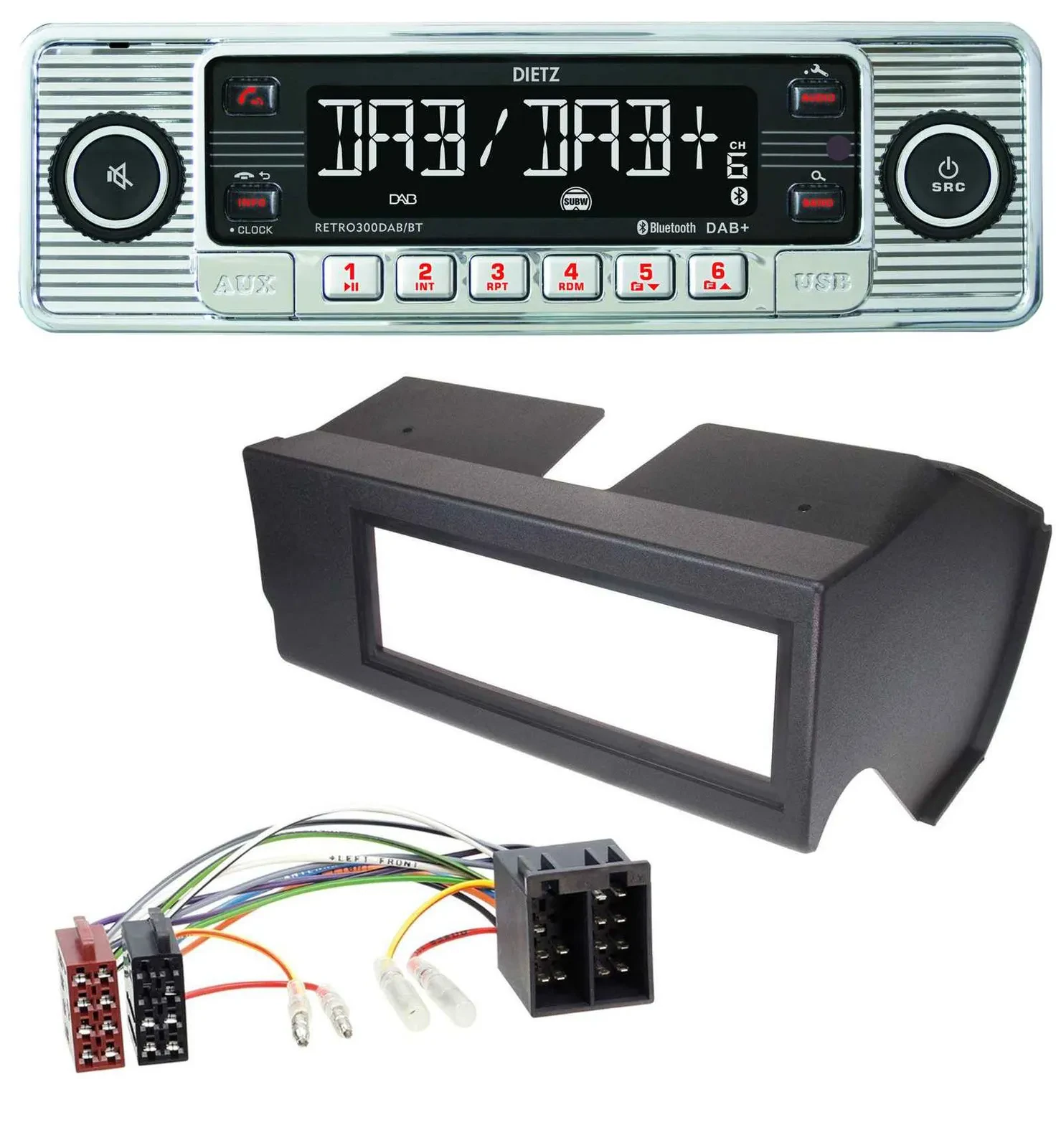 Dietz Bluetooth MP3 DAB USB Autoradio für Fiat Panda (bis 2002) - schwarz