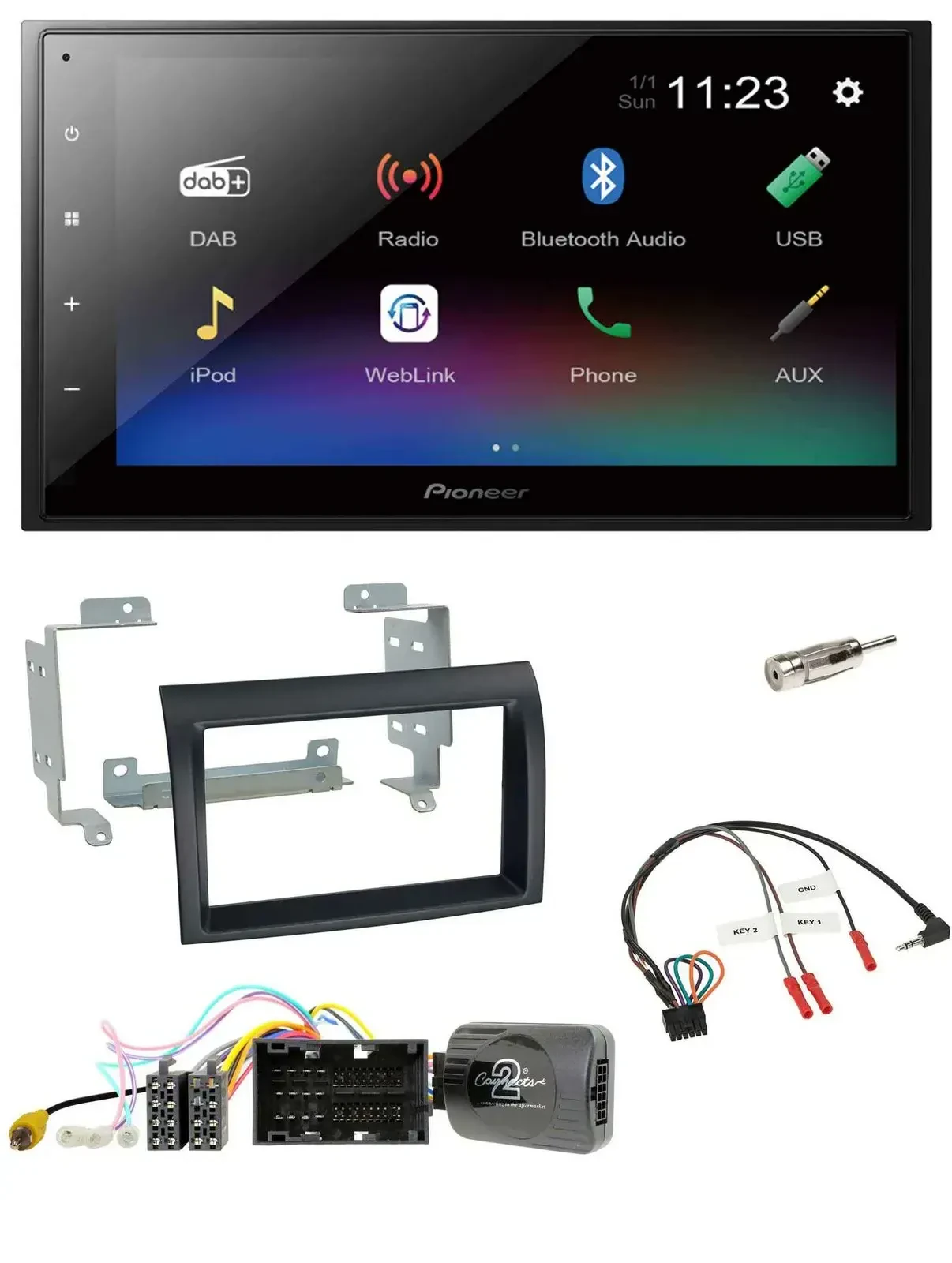 Автомагнитола для Citroen Jumper (с 2014) Pioneer 2DIN, USB, Bluetooth, DAB, чёрная