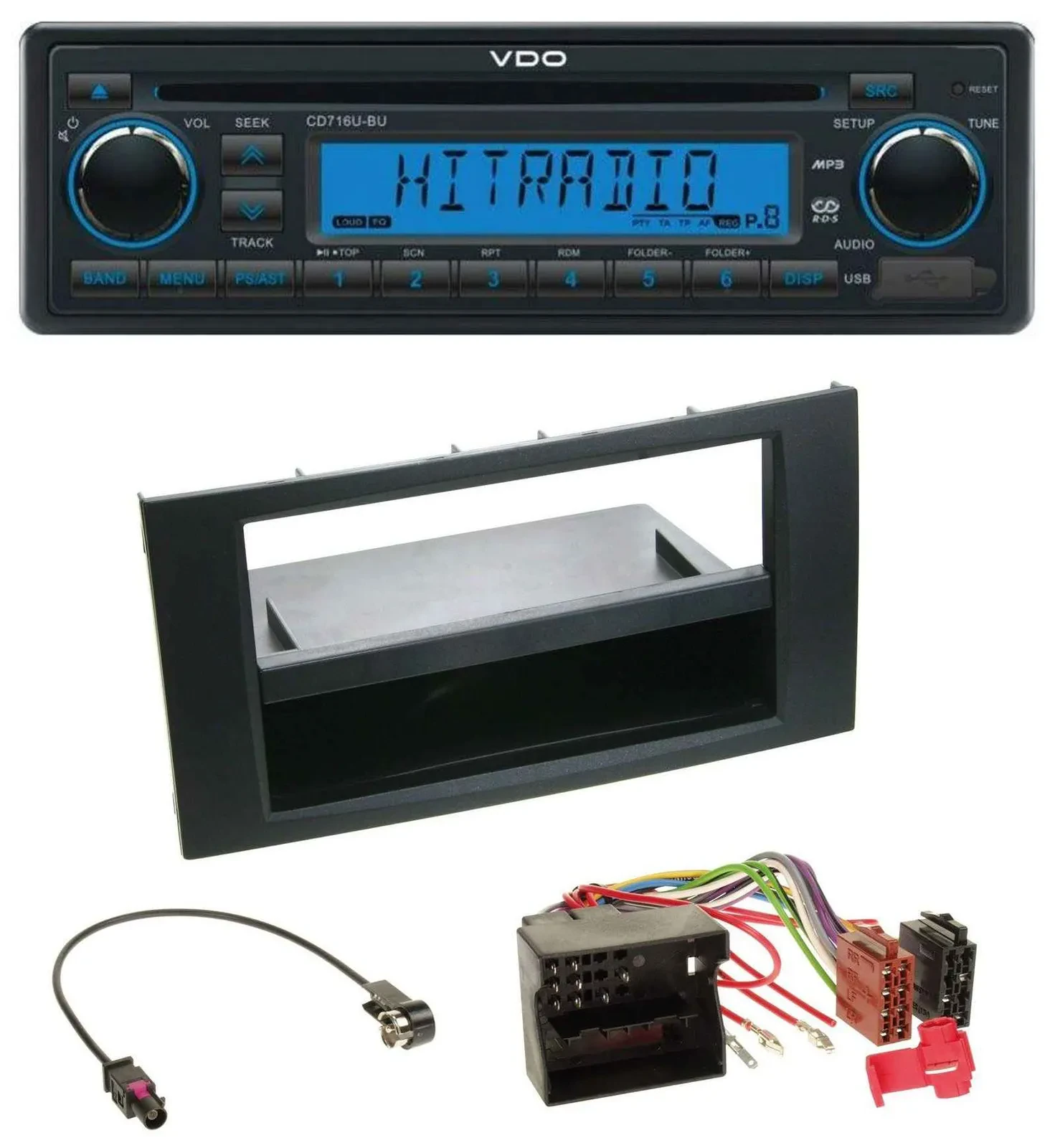 VDO AUX MP3 1DIN CD USB Autoradio für Ford Fusion Transit Kuga 05-12 schwarz