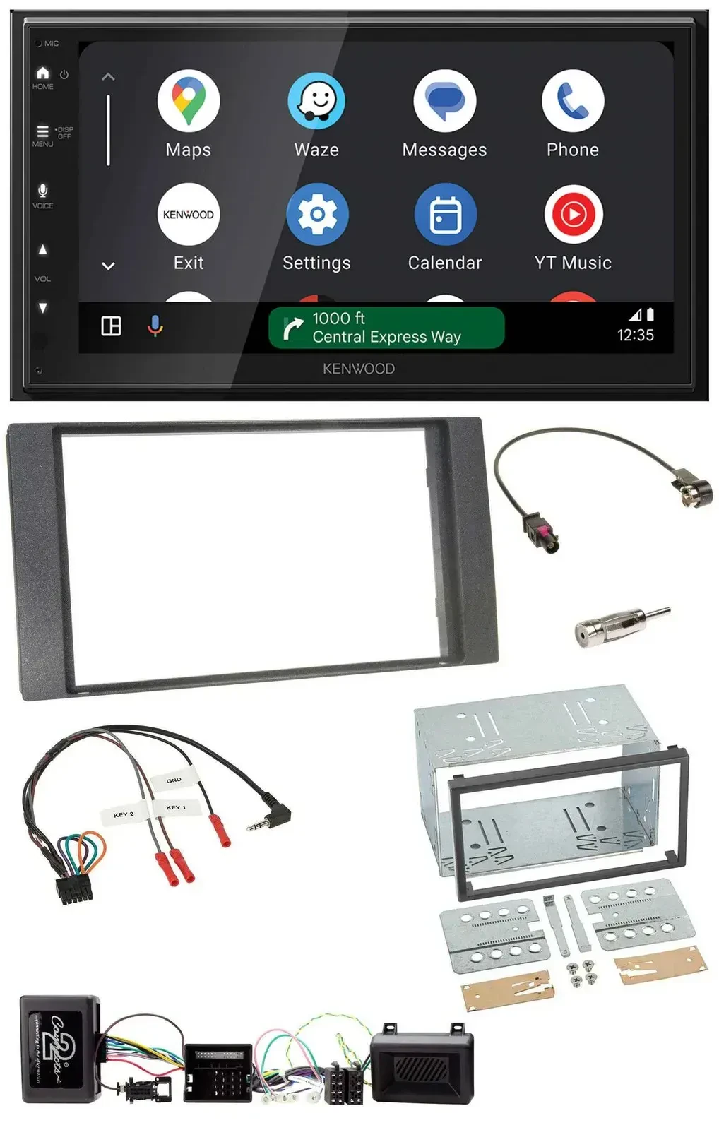 Автомагнитола для Ford Kuga (2008–2012) Kenwood 2DIN DAB, Bluetooth, USB, антрацит, поддержка управления на руле