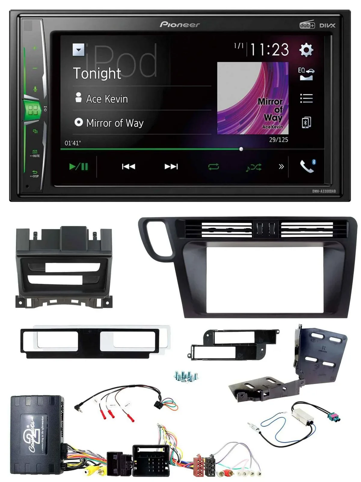 Pioneer 2DIN Lenkrad DAB USB Bluetooth Autoradio für Audi Q5 08-17 8R Infoadapte