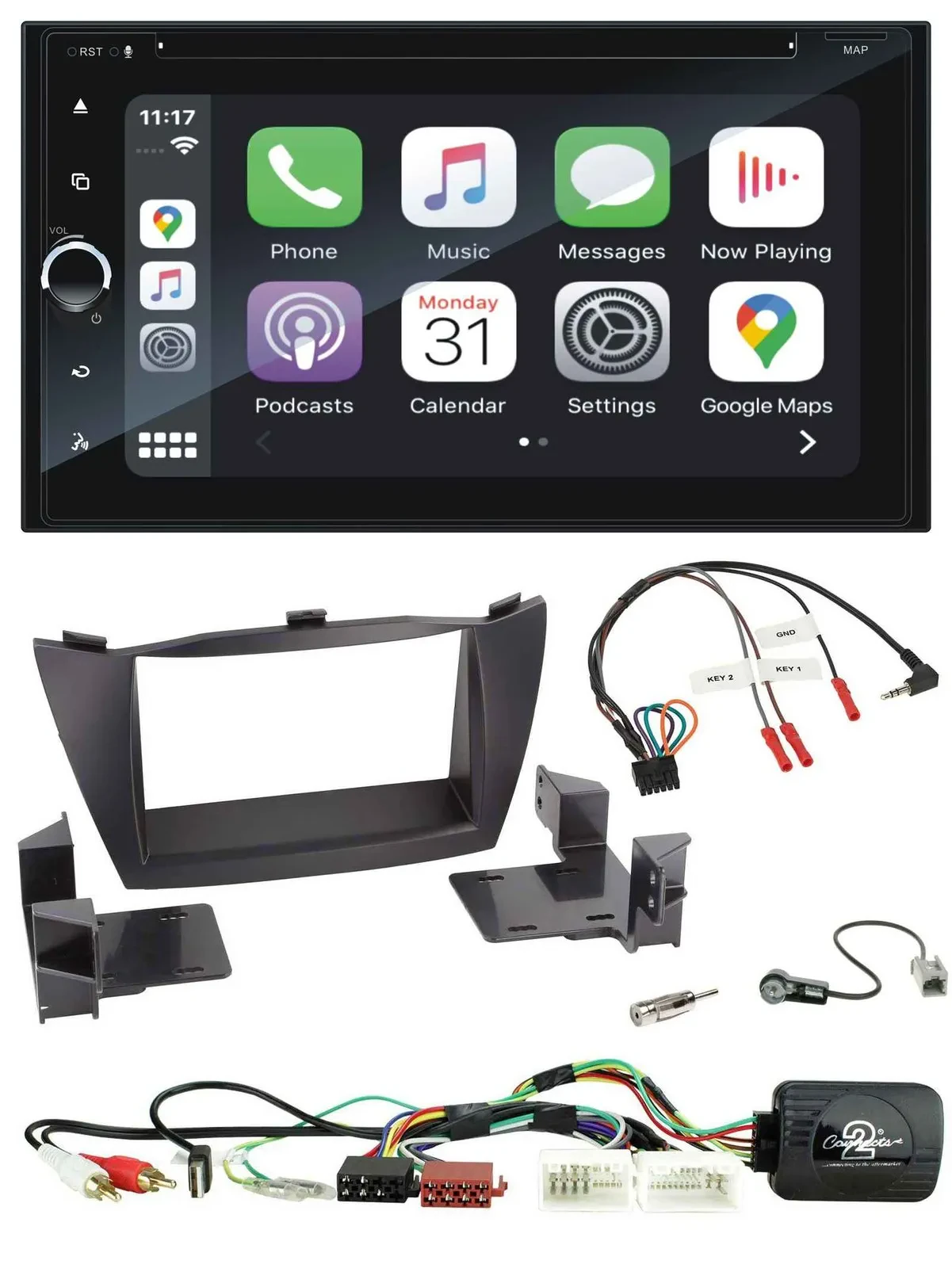 Blaupunkt DAB Lenkrad TMC Bluetooth USB 2DIN Navigation für Hyundai Tucson 2010-