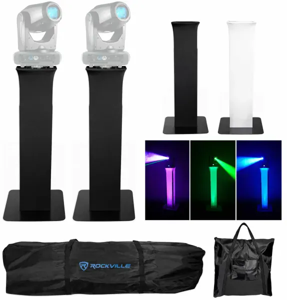 2) Totem Stands+Black+White Scrims For 2) American DJ Focus Spot Three Z Lights