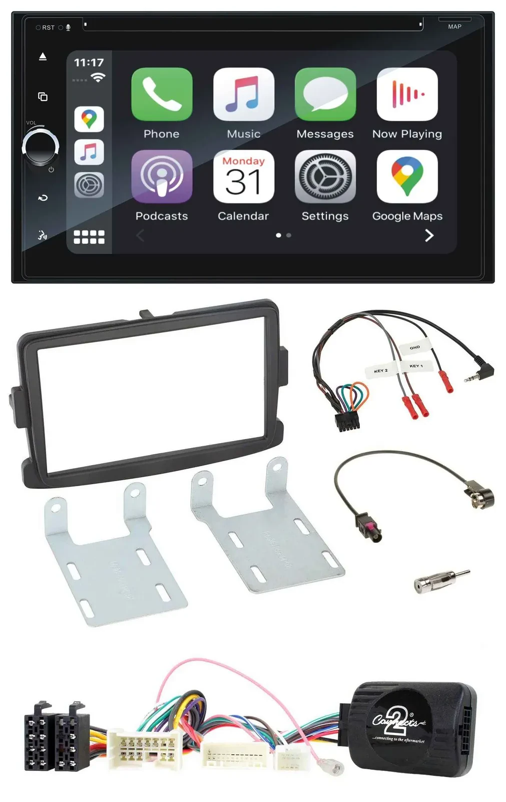Автомагнитола для Dacia (с 2012) Blaupunkt 2-DIN Bluetooth DAB USB DVD черный